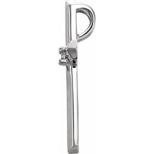 14K White Gold .03 CT Natural Diamond Cross Pendant