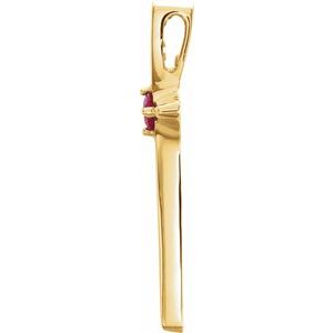 14K Yellow Gold Natural Ruby Cross Pendant