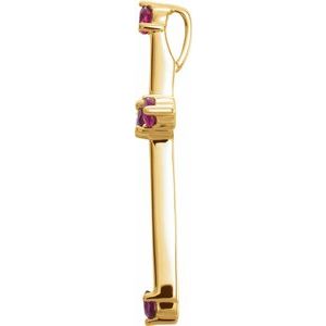 14K Yellow Gold Natural Ruby Cross Pendant