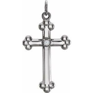 14K White Gold .02 CTW Natural Diamond Cross Pendant