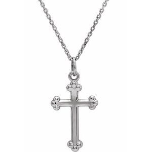 14K White Gold Cross 18" Necklace
