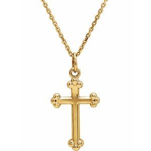 14K Yellow Gold Cross 18" Necklace