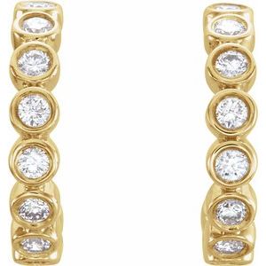 14K Yellow Gold 1/4 CTW Natural Diamond 11.1 mm Hoop Earrings