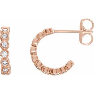 14K Rose Gold 1/4 CTW Natural Diamond 11.1 mm Hoop Earrings