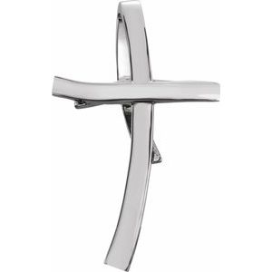14K White Gold 36.75x22.25 mm Cross Pendant