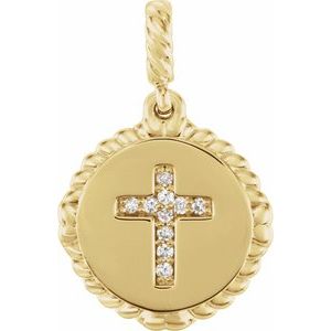 14K Yellow Gold .04 CTW Natural Diamond Cross Rope Pendant