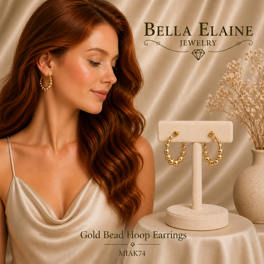 Gold Bead Hoop Earrings