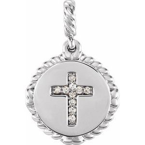 Platinum .04 CTW Natural Diamond Cross Rope Pendant