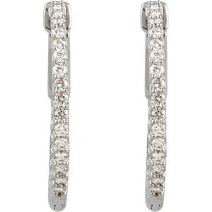 Platinum 3/4 CTW Natural Diamond Inside-Outside 23 mm Hinged Hoop Earrings