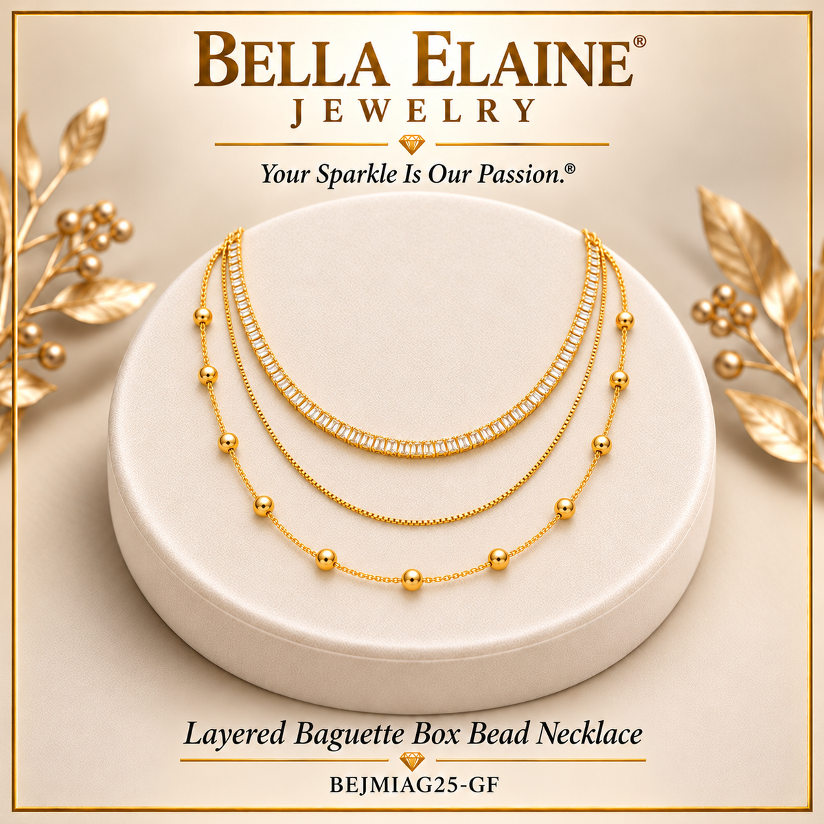 Layered Baguette Box Bead Necklace