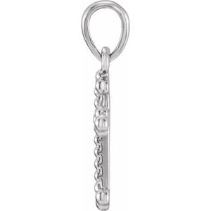 Platinum Beaded Cross Pendant