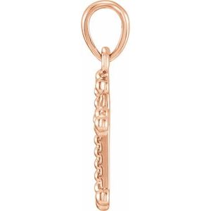 14K Rose Gold Beaded Cross Pendant