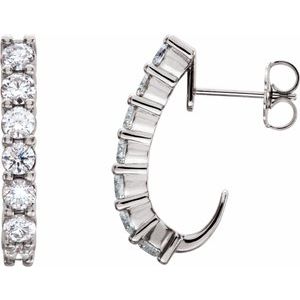 Platinum 3/4 CTW Natural Diamond J-Hoop Earrings