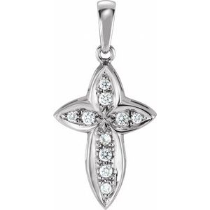 14K White Gold 1/4 CTW Natural Diamond Cross Pendant