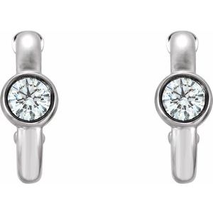 Platinum 1/4 CTW  Natural Diamond Huggie Hoop Earrings