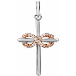 14K White/Rose Gold .06 CTW Natural Diamond Infinity Inspired Cross Pendant