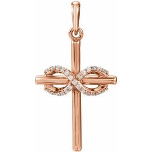 14K Rose Gold .06 CTW Natural Diamond Infinity-Inspired Cross Pendant