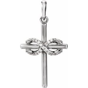 Sterling Silver .06 CTW Natural Diamond Infinity-Inspired Cross Pendant