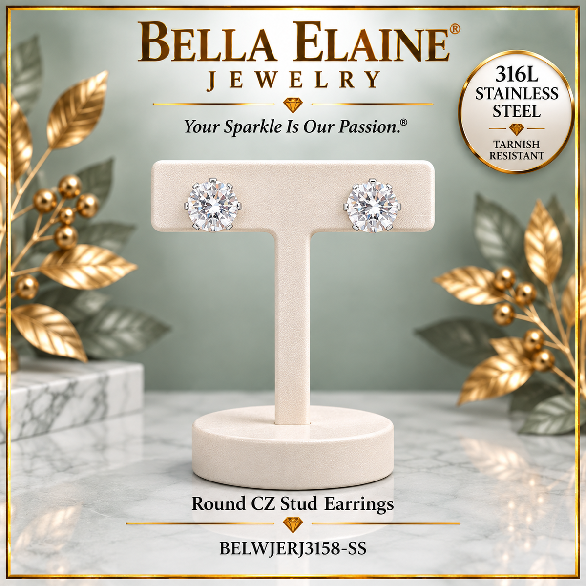 Round Stud Earrings - 316L Stainless Steel Earrings - Bella Elaine Jewelry