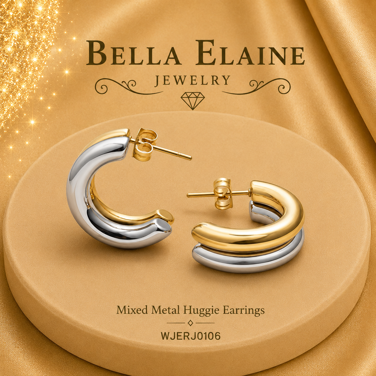 Mixed Metal Huggie Earrings