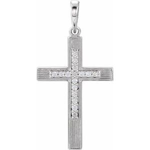 Platinum .07 CTW Natural Diamond Cross Pendant