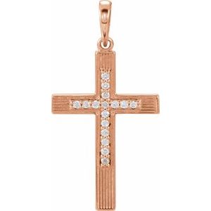 14K Rose Gold .07 CTW Natural Diamond Cross Pendant