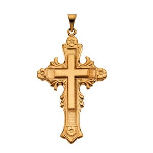 14K Yellow Gold 44x28 mm Cross Pendant