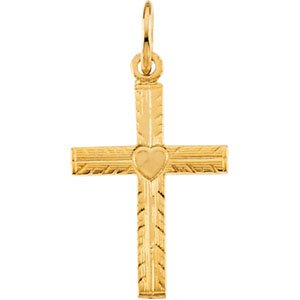 14K Yellow Gold 13x10 mm Children's Cross Pendant