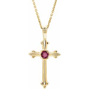 Platinum Natural Ruby Cross Pendant
