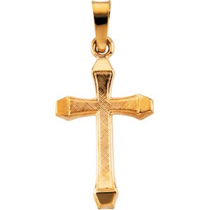 14K Yellow Gold 19.2x11 mm Hollow Cross Pendant