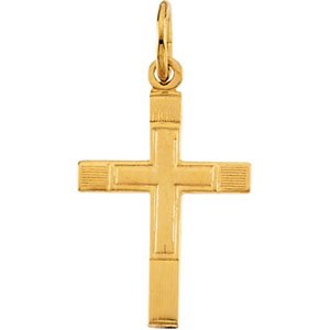 14K Yellow Gold 13x9 mm Youth Cross Pendant