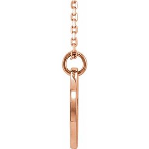 14K Rose Gold Pierced Cross Disc 16-18" Necklace