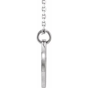 14K White Gold Pierced Cross Disc 16-18" Necklace