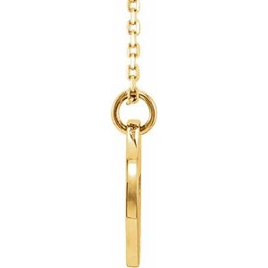 14K Yellow Gold Pierced Cross Disc 16-18" Necklace