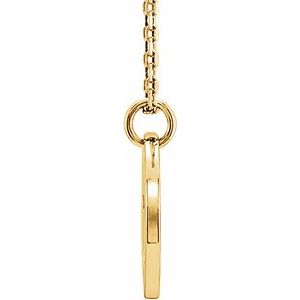 14K Yellow Gold .03 CT Natural Diamond Pierced Cross Disc 16-18" Necklace