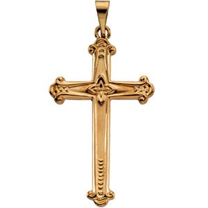 14K Yellow Gold 27.5x16 mm Cross Pendant