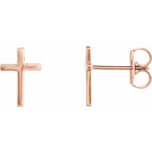 14K Rose Gold 10 mm Cross Earrings