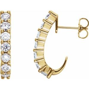 14K Yellow Gold 1 1/4 CTW Lab-Grown Diamond J-Hoop Earrings