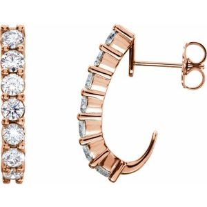 14K Rose Gold 1 1/4 CTW Natural Diamond J-Hoop Earrings