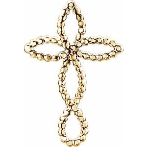 14K Yellow Gold Beaded Cross Pendant