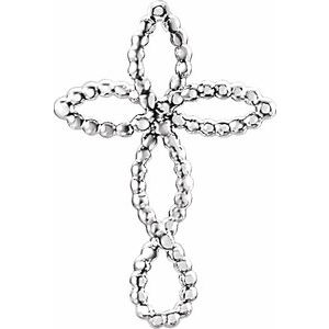 14K Rose Gold Beaded Cross Pendant