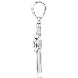 14K Rose Gold .025 CT Natural Diamond Heart & Cross Pendant