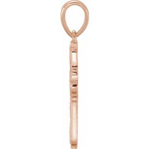 14K Rose Gold Ornate Floral-Inspired Cross Pendant