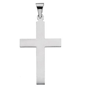 14K White Gold 36.8x18 mm Cross Pendant