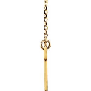 14K Yellow Gold Engravable Sideways Cross 16-18" Necklace