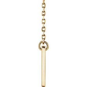 14K Yellow Gold Engravable Pierced Cross Bar 16-18" Necklace