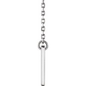 14K White Gold Engravable Pierced Cross Bar 16-18" Necklace