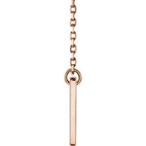 14K Rose Gold Engravable Pierced Cross Bar 16-18" Necklace