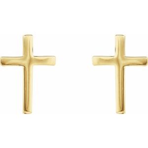 14K Yellow Gold 10 mm Cross Earrings