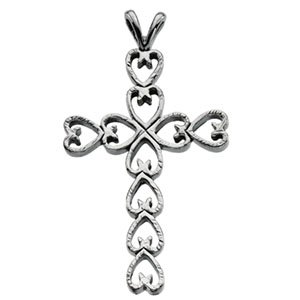 14K Rose Gold 30x21 mm Heart Cross Pendant